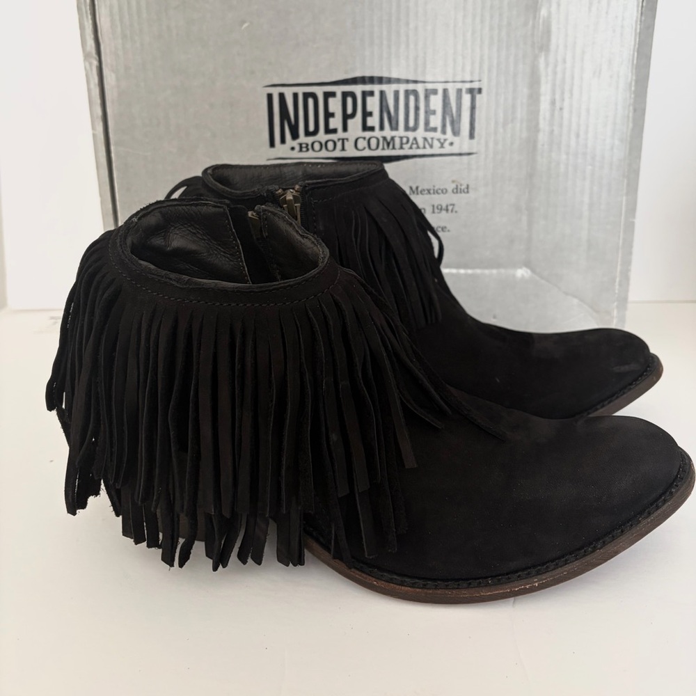 Black Fringe Ankle Boots